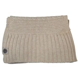 UGG Womens Cream Ivory Mixed Cable Knit Wool Blend Winter Scarf One Size O/S